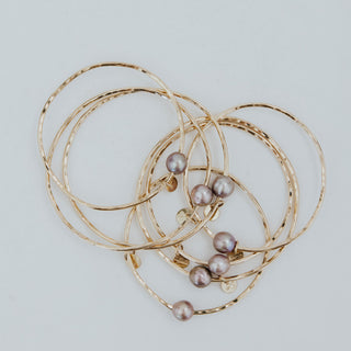 Ti Leaf Bangle - Pink Freshwater Pearl