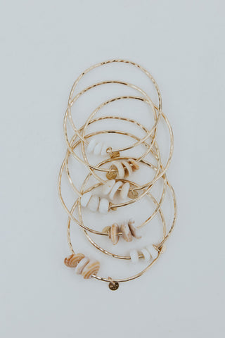 wings hawaii ti leaf bangles triple puka shell