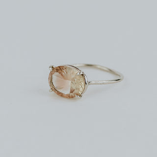 Oval Sunstone Ring - 14K White Gold