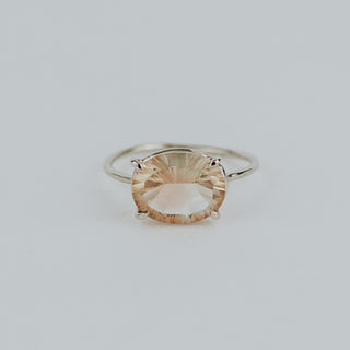 Oval Sunstone Ring - 14K White Gold