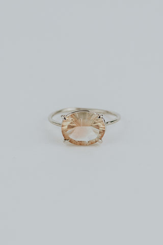 Oval Sunstone Ring - 14K White Gold