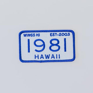 wings hawaii 1981 license plate embroidered patch