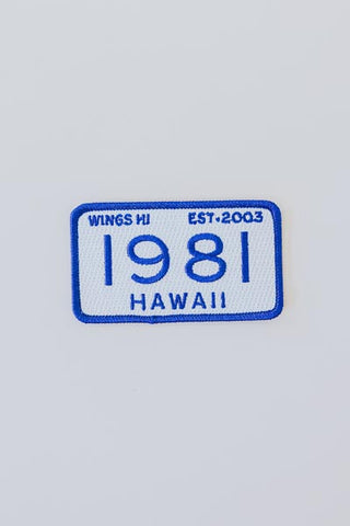 wings hawaii 1981 license plate embroidered patch