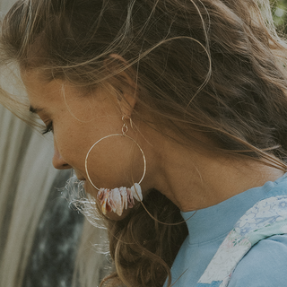 Shell Lei Hoop Earrings - Sunrise + Scallops