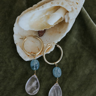 Wings Hawaii Good Karma Hoop earrings - Blue + Pink Aquamarine