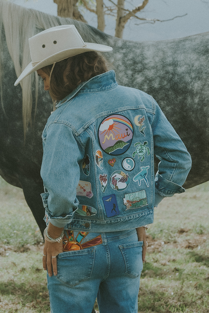 Wings Hawaii patched up vintage denim jacket