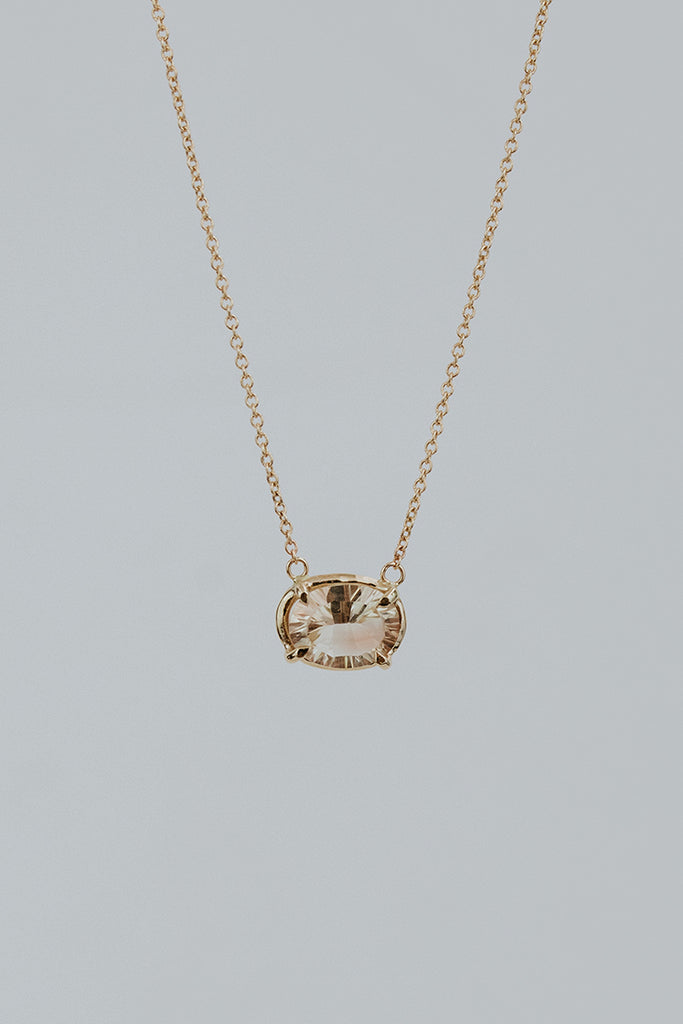Oval Sunstone Necklace - 14k RG