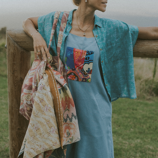 Quilted Ulu Boxy Button-up - Surf