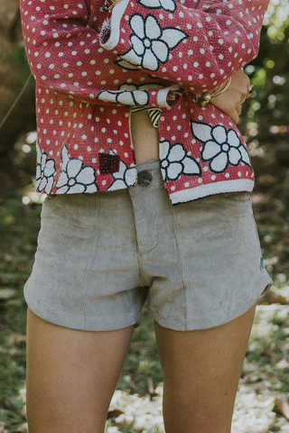 Retro Pocket Shorts - Khaki Corduroy