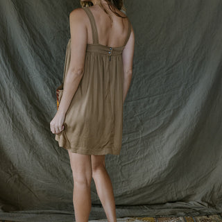 Patch Pocket Trapeze Dress - Russet Brown