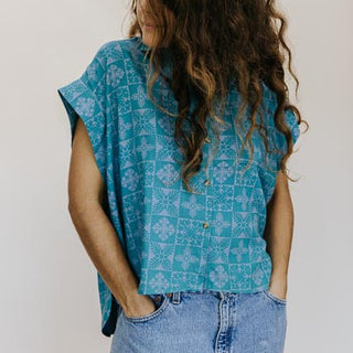 Quilted Ulu Boxy Button-up - Surf