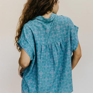 Quilted Ulu Boxy Button-up - Surf