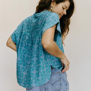 Quilted Ulu Boxy Button-up - Surf