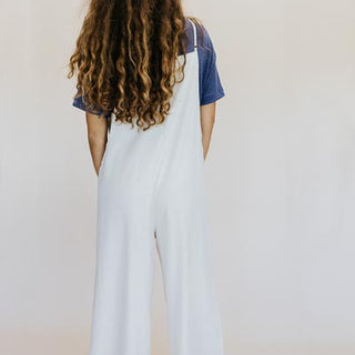 Wings Hawaii model wearing Sun Pocket Overalls in Sand