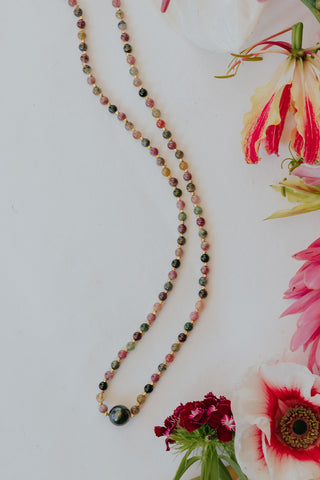 Beaded Necklace - Tahitian Pearl & Tourmaline