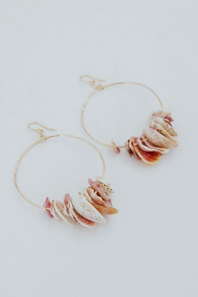 Shell Lei Hoop Earrings - Sunrise + Scallops