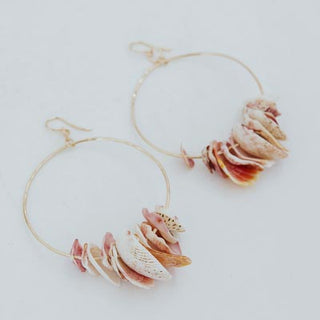 Shell Lei Hoop Earrings - Sunrise + Scallops
