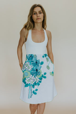 Tablecloth Dress - Teal Mod Floral
