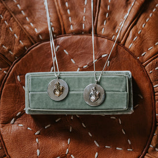 Heart Medallion Necklace - Sterling Silver + 14k