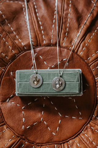 Heart Medallion Necklace - Sterling Silver + 14k