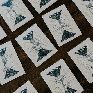 Wings Hawaii zodiac letterpress prints