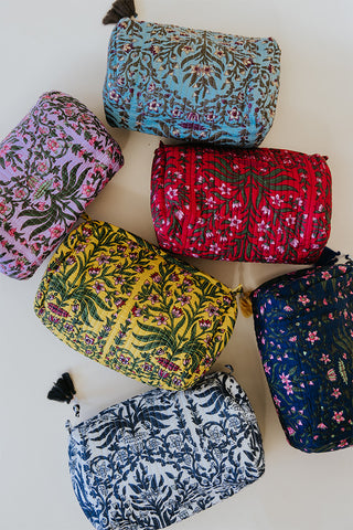 Kantha Toiletry Pouches - Flowery Vines