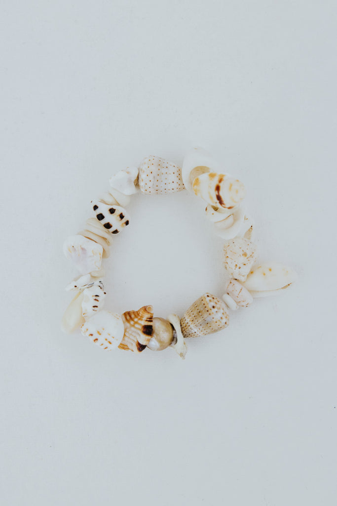 Wings Hawaii Shell Pile Stretchy Bracelet with Light Pink Pearl