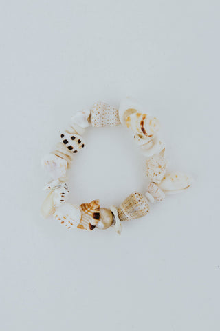 Wings Hawaii Shell Pile Stretchy Bracelet with Light Pink Pearl