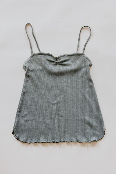 Wings Hawaii pointelle shirred tank top in sage