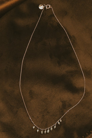 A delicate chain necklace with 9 raw diamonds 