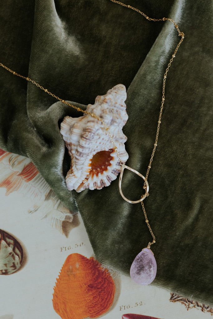 Lariat Necklace - Pink Aquamarine