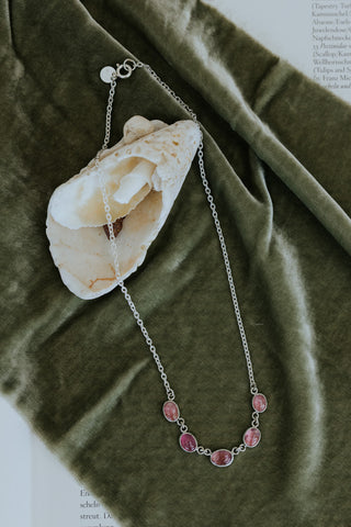 Wings Hawaii Five Stone - Bezel Set Necklace with Pink Tourmaline