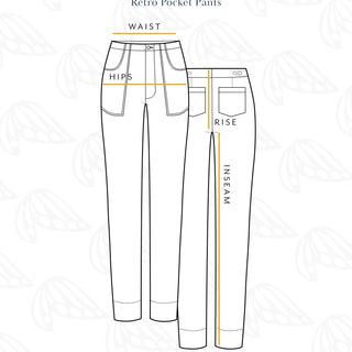 Measurement guide for Wings Hawaii retro pocket pants