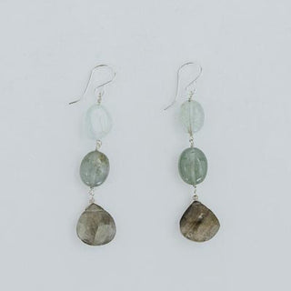 Wings Hawaii good karma earrings with aquamarine and labradorite