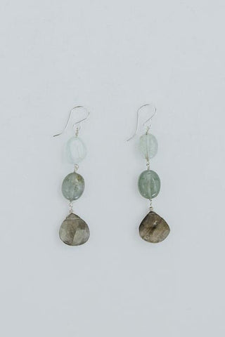 Wings Hawaii good karma earrings with aquamarine and labradorite