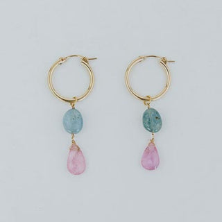 Wings Hawaii Good Karma Hoop earrings - Blue + Pink Aquamarine