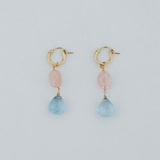 Wings Hawaii Good Karma Hoop earrings - Blue + Pink Aquamarine