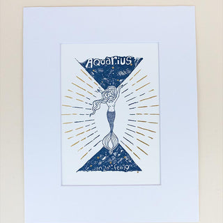 Wings Hawaii zodiac letterpress prints - aquarius