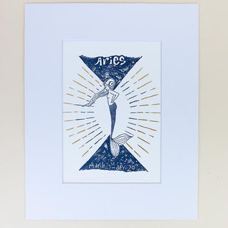 Wings Hawaii zodiac letterpress prints - Aries matted