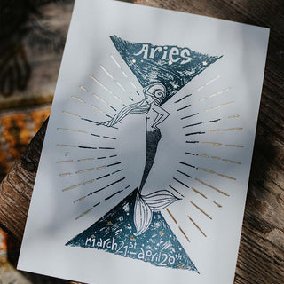 Wings Hawaii zodiac letterpress print -Aries unmatted