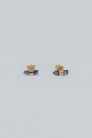 Banded Crystal Studs - Amethyst