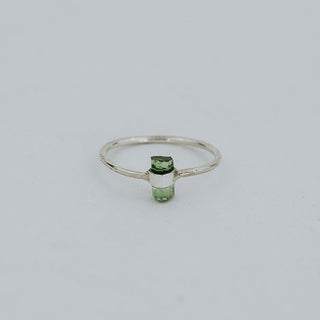 Banded Crystal Ring -  Green Tourmaline - Sterling Silver