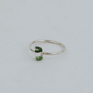 Banded Crystal Ring -  Green Tourmaline - Sterling Silver