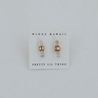 Banded Crystal Studs - Pink Tourmaline 14k Rose Gold