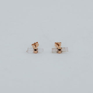 Banded Crystal Studs - Pink Tourmaline 14k Rose Gold
