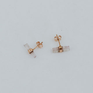 Banded Crystal Studs - Pink Tourmaline 14k Rose Gold