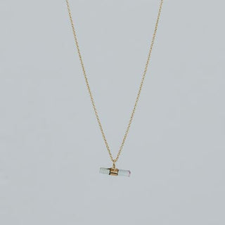 Banded Crystal Charm Necklace - Green Tourmaline