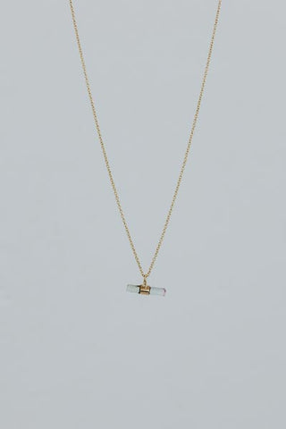 Banded Crystal Charm Necklace - Green Tourmaline