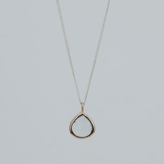 Dew Drop Necklace - Aquamarine Mixed Metals