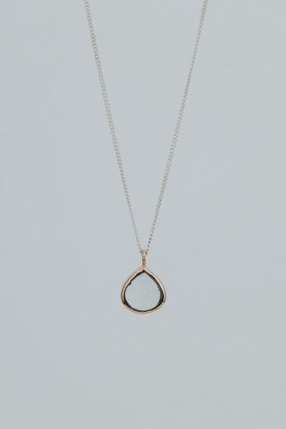 Dew Drop Necklace - Aquamarine Mixed Metals